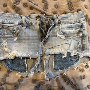 American Eagle Outfitters Distressed Light Blue Jean Shorts